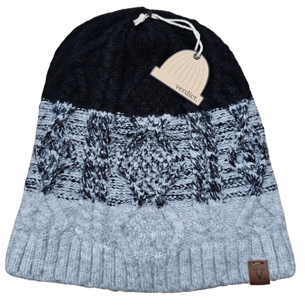 NWT Unisex Verdict Never Just Black or White Gray and Black Knit Beanie